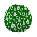 Green  Background Card Christmas  Standard 15  Premium Flano Round Cushions Front