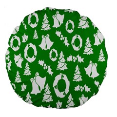 Green  Background Card Christmas  Large 18  Premium Flano Round Cushions by artworkshop