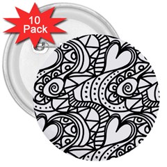 Seamless-pattern Love Karakter 3  Buttons (10 Pack) 