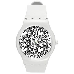 Seamless-pattern Love Karakter Round Plastic Sport Watch (m) by nateshop