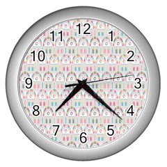 Seamless-pattern Wall Clock (silver) by nateshop