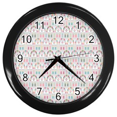 Seamless-pattern Wall Clock (black) by nateshop