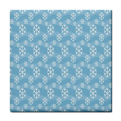 Snowflakes, White Blue Tile Coaster