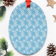 Snowflakes, White Blue Ornament (oval) by nateshop