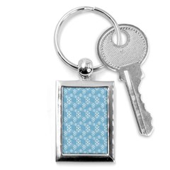 Snowflakes, White Blue Key Chain (rectangle) by nateshop