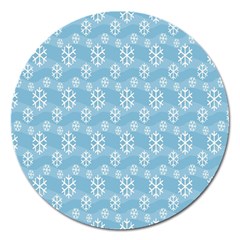 Snowflakes, White Blue Magnet 5  (round) by nateshop