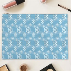 Snowflakes, White Blue Cosmetic Bag (xxl) by nateshop