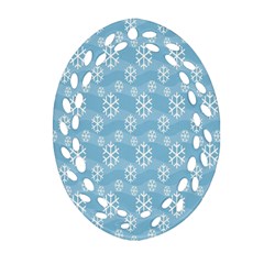 Snowflakes, White Blue Oval Filigree Ornament (two Sides) by nateshop