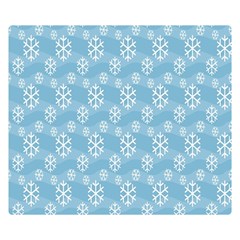 Snowflakes, White Blue Double Sided Flano Blanket (small)  by nateshop