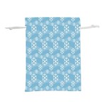 Snowflakes, White Blue Lightweight Drawstring Pouch (L) Front