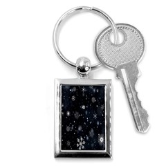 Snowflakes,white,black Key Chain (rectangle) by nateshop