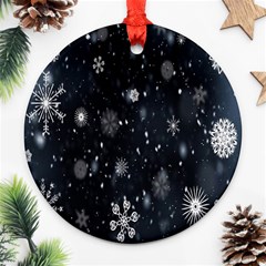 Snowflakes,white,black Ornament (round) by nateshop