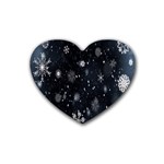 Snowflakes,white,black Rubber Heart Coaster (4 pack) Front