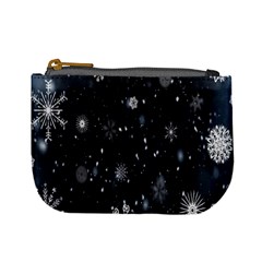 Snowflakes,white,black Mini Coin Purse by nateshop