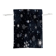 Snowflakes,white,black Lightweight Drawstring Pouch (s) by nateshop