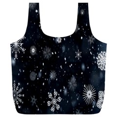 Snowflakes,white,black Full Print Recycle Bag (xxxl)