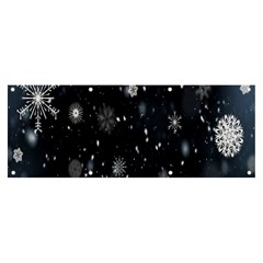 Snowflakes,white,black Banner And Sign 8  X 3  by nateshop