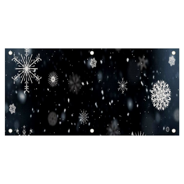 Snowflakes,white,black Banner and Sign 4  x 2 