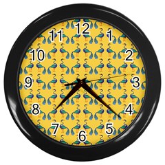 Textile-peacock Wall Clock (black) by nateshop