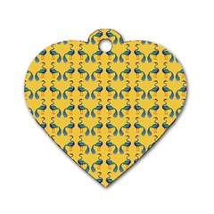 Textile-peacock Dog Tag Heart (two Sides) by nateshop