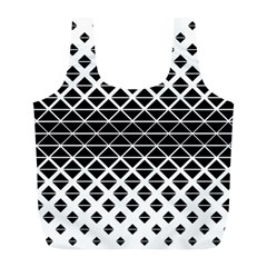 Triangle-black White Full Print Recycle Bag (l) by nateshop