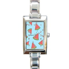 Watermelon-blue Rectangle Italian Charm Watch by nateshop