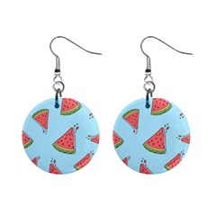 Watermelon-blue Mini Button Earrings