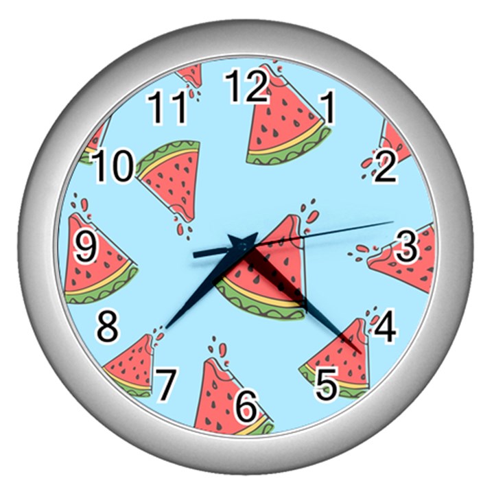 Watermelon-blue Wall Clock (Silver)