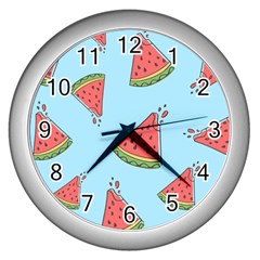 Watermelon-blue Wall Clock (silver) by nateshop