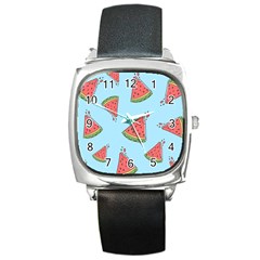 Watermelon-blue Square Metal Watch