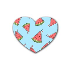 Watermelon-blue Rubber Heart Coaster (4 pack)