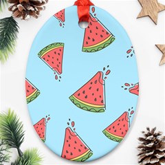 Watermelon-blue Oval Ornament (two Sides) by nateshop