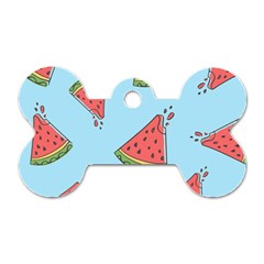 Watermelon-blue Dog Tag Bone (One Side)