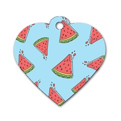 Watermelon-blue Dog Tag Heart (two Sides) by nateshop