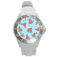 Watermelon-blue Round Plastic Sport Watch (L)