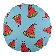 Watermelon-blue Large 18  Premium Round Cushions by nateshop