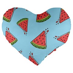 Watermelon-blue Large 19  Premium Heart Shape Cushions by nateshop