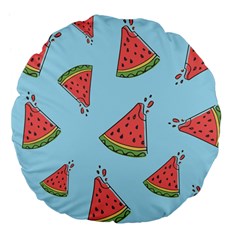 Watermelon-blue Large 18  Premium Flano Round Cushions by nateshop