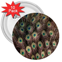 Bird-peacock 3  Buttons (10 Pack)  by nateshop