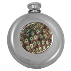 Bird-peacock Round Hip Flask (5 Oz) by nateshop