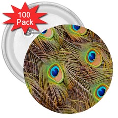 Peacock-bird 3  Buttons (100 Pack)  by nateshop