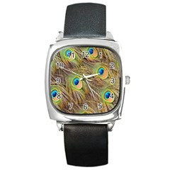 Peacock-bird Square Metal Watch by nateshop