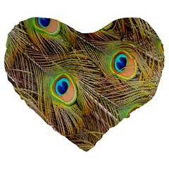 Peacock-bird Large 19  Premium Heart Shape Cushions by nateshop