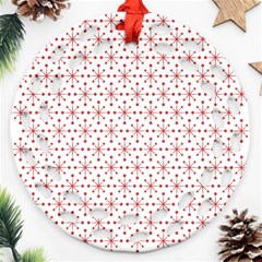 Pattern Christmas Pattern Red Stars Ornament (round Filigree) by Sapixe