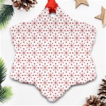 Pattern christmas pattern red stars Snowflake Ornament (Two Sides) Back