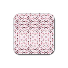 Pattern Christmas Pattern Red Stars Rubber Coaster (square) by Sapixe