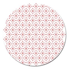 Pattern Christmas Pattern Red Stars Magnet 5  (round) by Sapixe