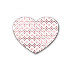 Pattern Christmas Pattern Red Stars Rubber Heart Coaster (4 Pack) by Sapixe