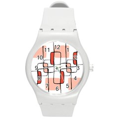 Abstract Seamless Pattern Art Round Plastic Sport Watch (M)