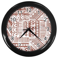 Tribal Pattern Vintage Texture Wall Clock (black) by Sapixe